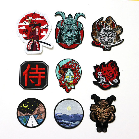 Parches de Samurai japonés insignias de bordado de motociclista japonés, ropa, chaqueta, chaleco, Akira, insignias de motorista militar, Hannya ► Foto 1/6