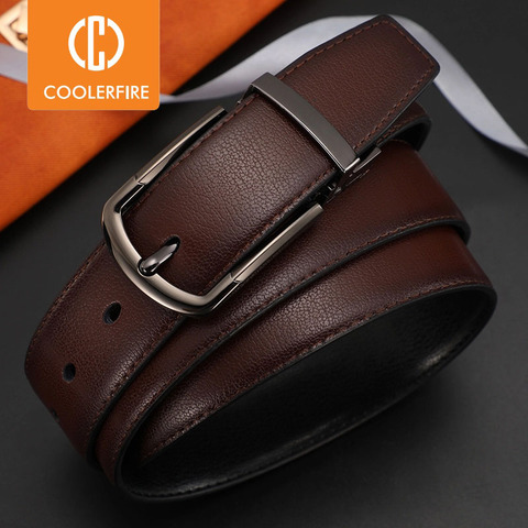 Cinturón de cuero genuino Cinturón Reversible Cinturón marrón y Negro cinturones de vestir de negocios para hombres ► Foto 1/6