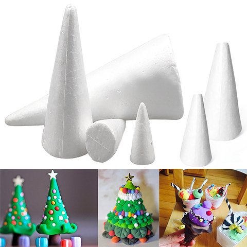 Cono de punta de espuma de poliestireno para manualidades, cono plano de poliestireno para manualidades, accesorio hecho a mano, decoraciones para fiestas y celebraciones ► Foto 1/6