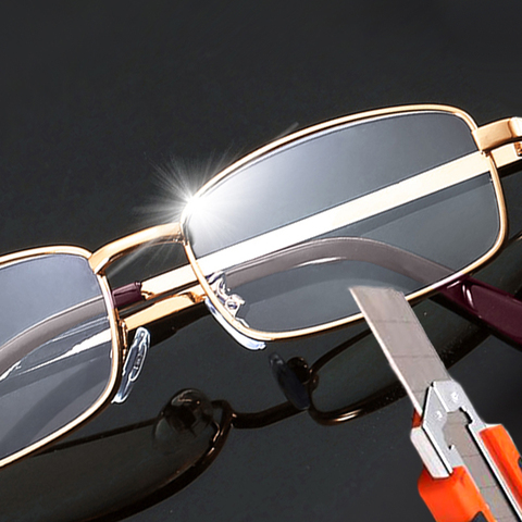 Gafas de lectura de cristal Real para hombre y mujer, lentes de lectura cuadradas de marco completo, para presbicia, antiarañazos, gafas con dioptrías + 1,5 2,0 2,5 ► Foto 1/6