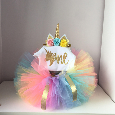 Vestido de princesa de unicornio para niña, traje de cumpleaños para niña de 1 año, traje Infantil de pastel de 12M ► Foto 1/6