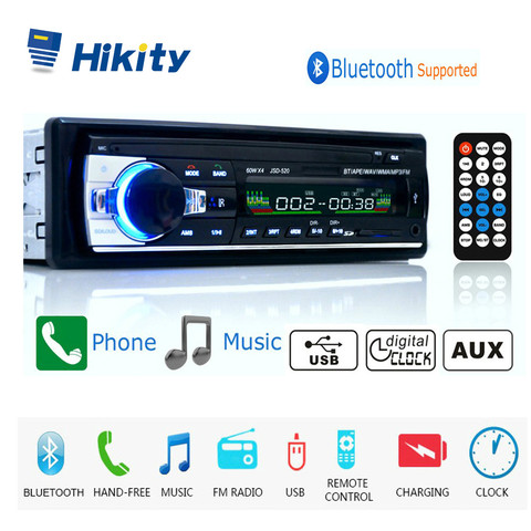 Hikity autoradio 12 V JSD-520 coche Radio Bluetooth 1 din coche estéreo reproductor AUX-IN MP3 FM radio Control remoto para teléfono de Audio de coche ► Foto 1/6
