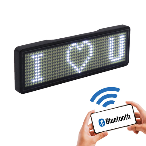 Insignia con nombre LED bluetooth totalmente nuevo, compatible con varios idiomas, pantalla LED pequeña, HD, texto, dígitos, patrón, 2022 ► Foto 1/6