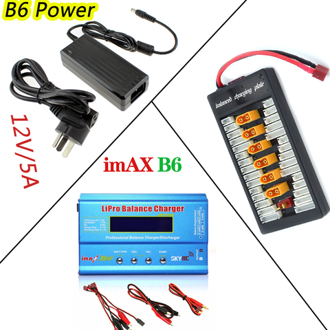 SKYRC imaX-cargador de equilibrio de batería B6 1-6S 80W, descargador + adaptador de 15V 6A + placa paralela XT30 XT60 T para batería Lipo FPV RC ► Foto 1/6