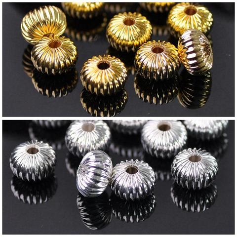 Color dorado, plateado Rondelle 8x6mm 10x6mm hueco complicado latón Metal cuentas espaciadoras sueltas mucho para fabricación de joyería DIY manualidades ► Foto 1/5