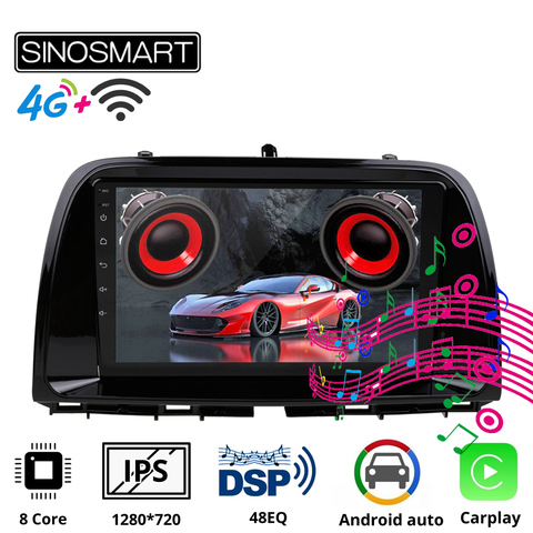 Sinosmart Radio, navegación GPS para coche para Mazda 5 Android CX-5 2013-2016 2.5D 8 Core CPU DSP apoyo 4G LTE/ BOSE Soundsport gratis ► Foto 1/3