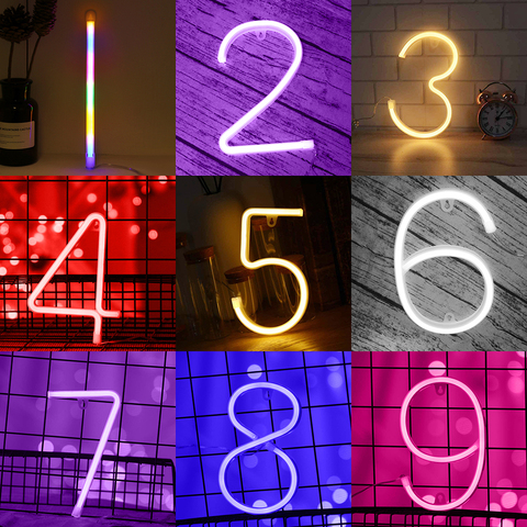 Letras de neón con luz LED para decoración, letras del alfabeto con números, para bodas, navidad, cumpleaños, fiesta, tienda en casa, Bar ► Foto 1/6