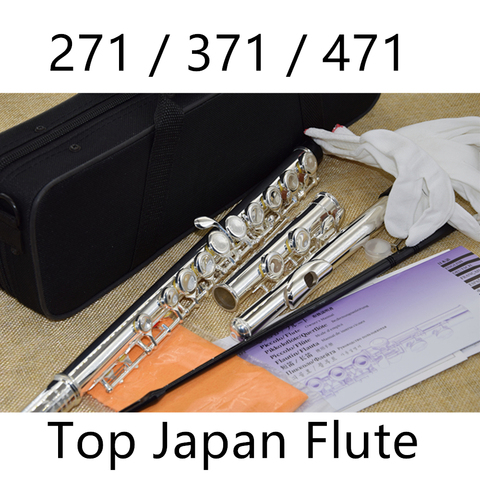 FL-471 de flauta japonesa superior, instrumento Musical Chapado en plata, con funda y accesorios, llave C, cuproníquel profesional, 16 agujeros ► Foto 1/5