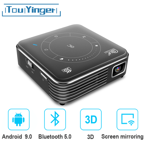 Touyinger D021 Android 9,0 soporte 4K Mini proyector, 3D HD portátil Micro WIFI Bluetooth DLP LED móvil proyector con batería ► Foto 1/6