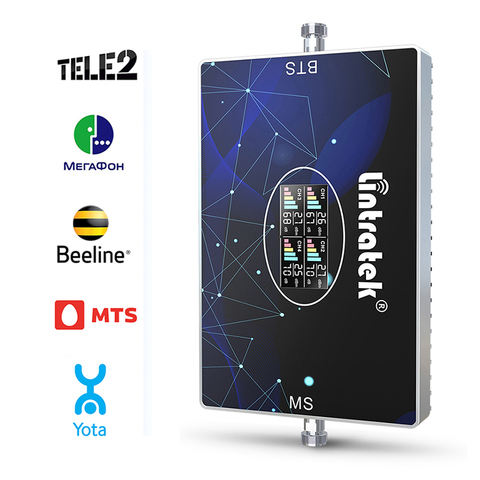 Lintratek-Amplificador de señal GSM, repetidor de Internet y Voz de cuatro bandas, 900, 1800, 2100, 2600Mhz, 2G, 3G, 4G, LTE, AGC, 70dB, 20dBm ► Foto 1/6