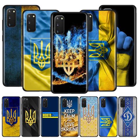 Funda con bandera de Ucrania para Samsung Galaxy, carcasa negra de TPU para teléfono Samsung Galaxy S10 S20 S10e S9 S8 Plus Note 20 Ultra 10 Lite 9 ► Foto 1/6