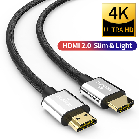 MOSHOU 4K @ 60Hz 2,0 compatible con HDMI a HDMI Cable compatible con 2.0b 1,4 Cable Ethernet para PS4 proyector HD LCD Apple TV computadora ► Foto 1/6