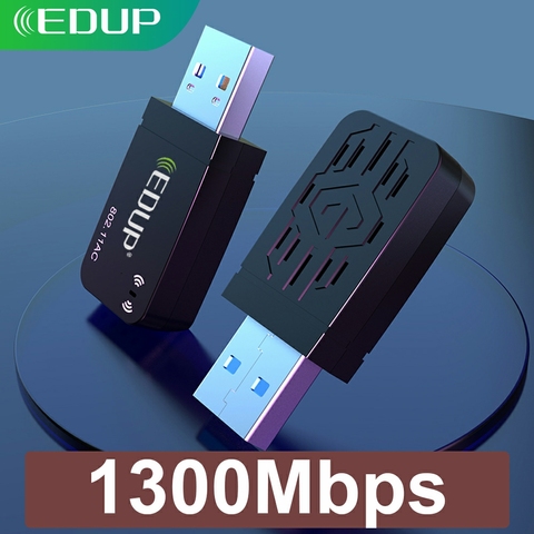 EDUP-tarjeta de red inalámbrica de CA de 1300Mbps, adaptador Lan de WIFI USB 802.11ac, Mini adaptador WIFI portátil para PC y portátil ► Foto 1/6