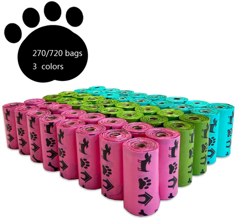 Bolsas biodegradables para caca de perro, para residuos de gatos con aroma a lavanda, 18 rollos, 720/270 recuentos, multicolor ► Foto 1/6