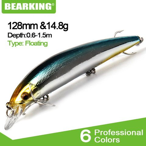 Bearking 1 Uds Minnow Señuelos de Pesca de cebo Artificial duro 3D ojos 12,9 cm 14,8g pesca Wobblers Crankbait Minnows ► Foto 1/6