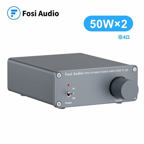 Fosi Audio V1.0G amplificador de potencia de Audio estéreo de 2 canales, Clase D, Mini amplificador Digital profesional de alta fidelidad para altavoces caseros 50W x2 ► Foto 1/6