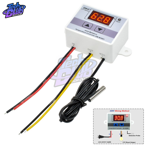 Controlador de temperatura Digital LED W3001 para incubadora, interruptor de calefacción, termostato, sonda impermeable, Sensor NTC, cc 12V 24V ► Foto 1/6