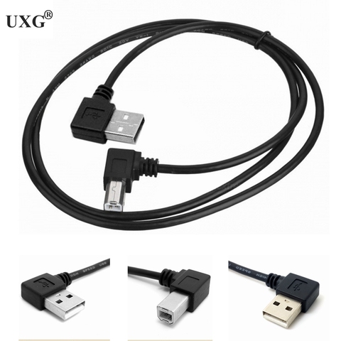 Ángulo derecho izquierdo USB 2,0 A macho A USB B Tipo macho B BM ángulo recto impresora escáner 90 grados cable 30cm 100cm BM Cable en ángulo ► Foto 1/6