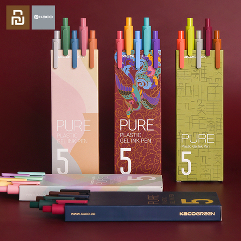 5 unids/pack xiaomi KACO firmar pluma Cololful 0,5mm Color de la pluma de tinta mi bolígrafo Core Durable firma pluma de plástico ABS tinta lisa ► Foto 1/6