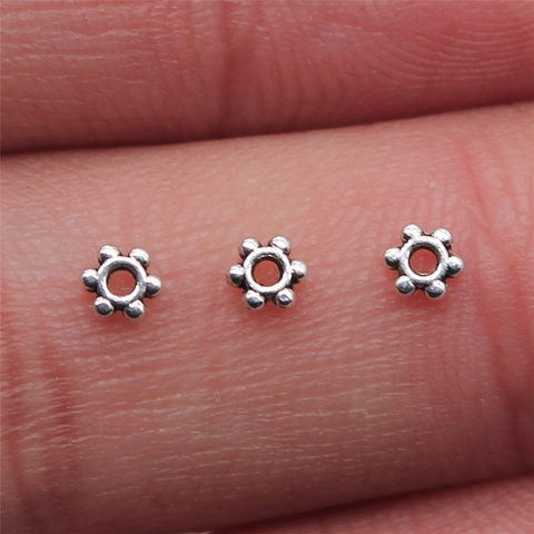 Cuentas espaciadoras de 3x4mm de 200 piezas para hacer joyas antiguas de Color plata ► Foto 1/3