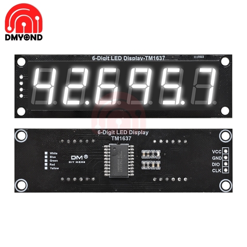 Módulo De Pantalla LED Digital TM1637 de 6 Bits para arduino, 7 segmentos, reloj de 0,56 pulgadas, tubo de ánode blanco, cuatro controladores de serie, paquete de placa ► Foto 1/6