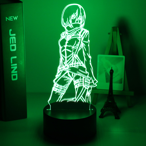 Lámpara 3d Attack on Titan Mikasa, figura de Ackerman, luz nocturna para niños, decoración de habitación, Led, Color luz de noche, regalo de Anime variable ► Foto 1/6