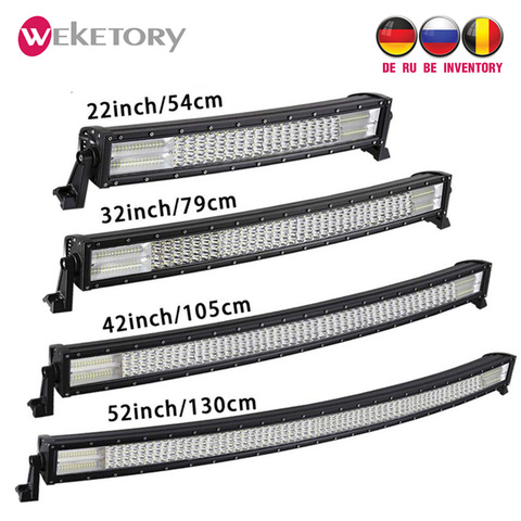 Weketory-Barra de luz LED curvada de 22 / 32 / 42 pulgadas, cuatro filas, barra de luz LED de obra para Tractor, barco, todoterreno, 4WD, 4x4, coche, camión, SUV, ATV ► Foto 1/5