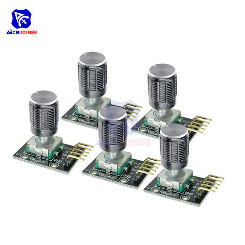 Diymore-Módulo Codificador rotativo, 5 unids/lote KY-040 con potenciómetro giratorio Botón de 15x16,5mm, tapa para Arduino ► Foto 1/6