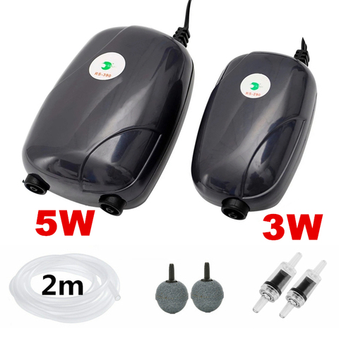 220V 3W 5W Mini acuario aire bombeo silencioso tanque de peces bomba de oxígeno de la bomba de aire compresor para acuario accesorios Individual Doble salida de aire ► Foto 1/6