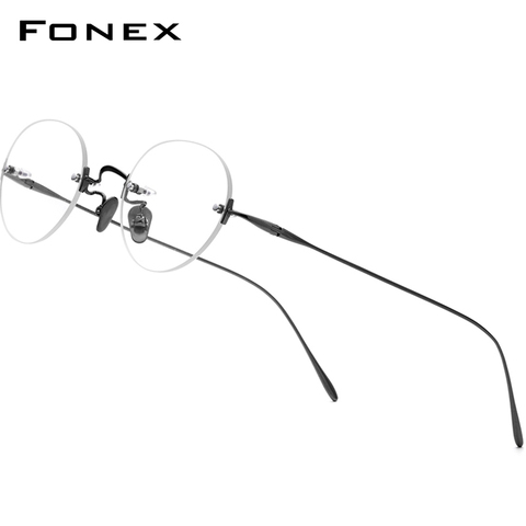 FONEX-gafas sin montura de titanio para hombre y mujer, anteojos con montura ovalada Retro Vintage para Miopía ► Foto 1/6