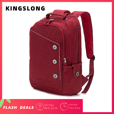 Mochila para ordenador portátil KINGSLONG de 15,6 pulgadas, Mochila de moda para adolescentes, Mochila escolar de lino, bolsa de viaje para mujer ► Foto 1/6