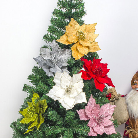 Flores artificiales para decoración del hogar, árbol de Navidad con  purpurina, flores postizas, decoración de boda, cabeza de flores -  Historial de precios y revisión | Vendedor de AliExpress - Tool World