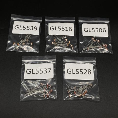 5 valores * 10 5mm GL5516 GL5528 GL5537 GL5539 GL5506 resistencia sensible a la luz fotos fotorresistencia Kit de 5516 de 5528 a 5537 5539, 5506 ► Foto 1/2