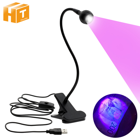 Mini lámpara de escritorio Led brillante Flexible con Clip, USB Led UV, pegamento ajustable, secador de uñas, Detector de productos médicos con interruptor ► Foto 1/6