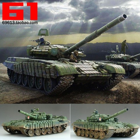 1:35 escala rusa T-72B tanque de batalla principal blindado con Motor DIY plástico montaje modelo de juguete ► Foto 1/5