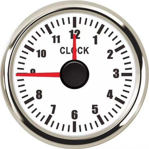 Indicadores de reloj de 52mm para coche, Panel de instrumentos automático, metros de hora, 0-12 horas, muestra los relojes, luz trasera roja, para barco, yate, 1 ud. ► Foto 1/6