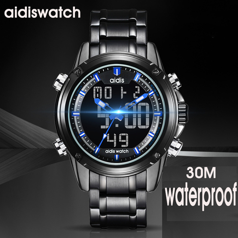 Addyes-reloj Digital LED para hombre, pulsera militar de acero completo, relojes deportivos de cuarzo de marca de lujo ► Foto 1/6
