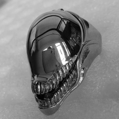 AVP-anillo depredador alienígena Punk para hombres y mujeres, joyería Guay, anillo de motorista calavera Animal, novedad ► Foto 1/6