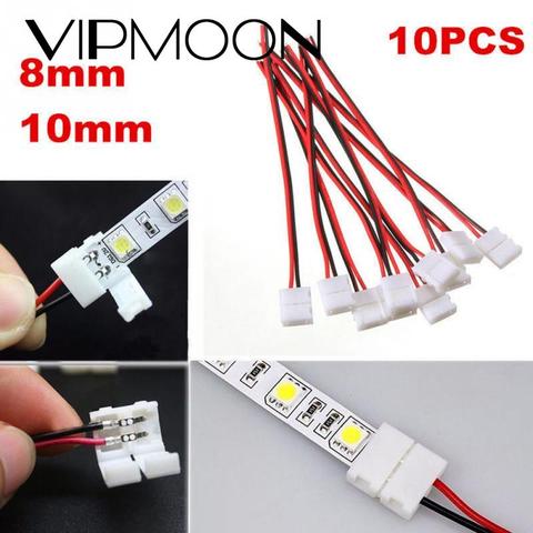 10 unids/lote 8mm 10mm empalme de conexión eléctrica adaptador de conector de Clip de alimentación de 2 pines para cable de tira Led 3528/5050/5630 con PCB ► Foto 1/6