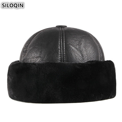 SILOQIN-Gorra de cuero sintético para hombre, cazadora cálido, gruesa, de terciopelo, para invierno ► Foto 1/6