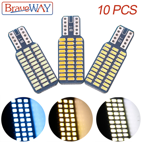 BraveWay-bombillas LED T10 192 194 168 W5W 33 SMD 3014, luces traseras de coche, lámpara de cúpula blanca DC 12V Canbus, sin errores, 10 Uds. ► Foto 1/6