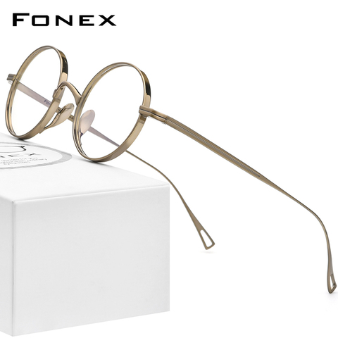 FONEX-Montura de gafas de titanio puro para hombre y mujer, anteojos redondos Retro con prescripción, para miopía, Vintage, F85644, 2022 ► Foto 1/6