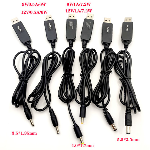 Cable de alimentación USB de 5V CC a 9V/12V, módulo de aumento, Cable Adaptador convertidor USB, 3,5x1,35mm, 4,0x1,7mm, enchufe de 5,5x2,1mm ► Foto 1/6