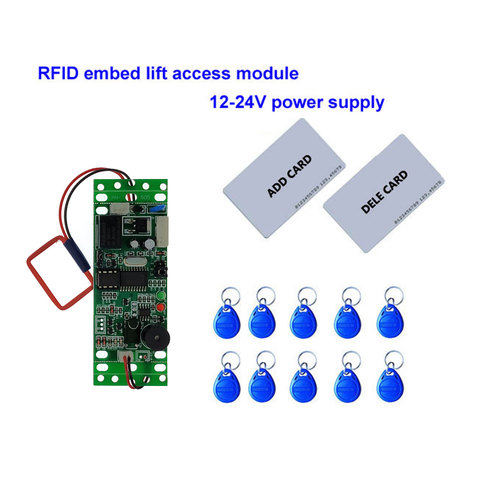 Módulo de Control de inserción RFID, acceso de intercomunicador, control de acceso de elevador 9-24V DC power 2 uds tarjeta madre 10 Uds em key fob ► Foto 1/6