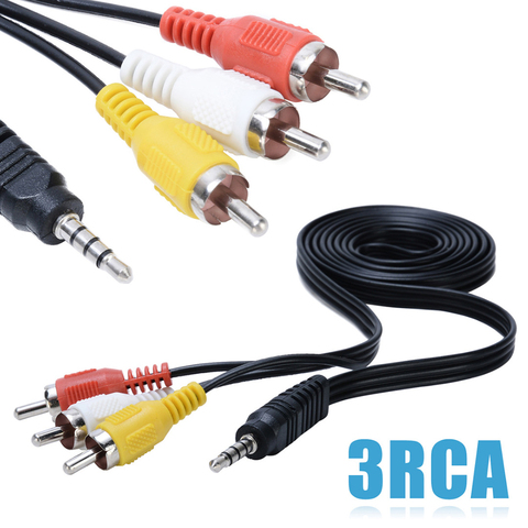 Conector macho a 3 RCA de 1M y 3,5mm, adaptador de alta calidad de 3,5 a RCA, Cable AV para Audio y vídeo, Cable para altavoz, portátil, DVD y TV ► Foto 1/6