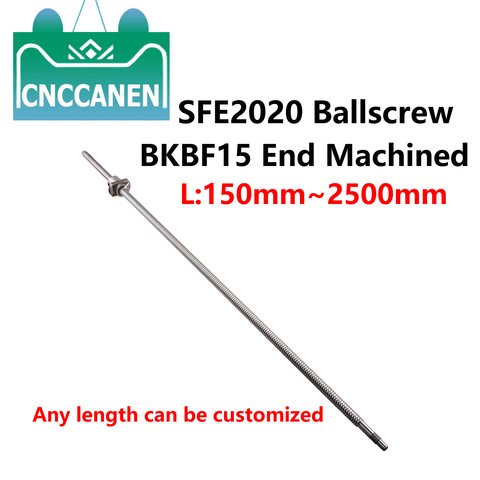 Tornillo de bola de plomo SFE2022mm 250 300 500 1000mm tornillo de bola laminado BK/BF15 extremo mecanizado + SFE2022 tuerca única para máquina CNC ► Foto 1/6