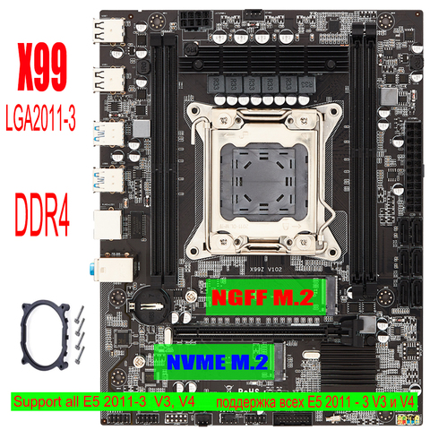 QIYIDA-placa base de escritorio X99 LGA 2011-3 LGA2011-3 v3 V4 con ranura dual M.2, compatible con cuatro canales, tarjeta madre TF F8, DDR4, ECC ► Foto 1/6