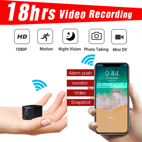 Minicámara de visión nocturna con alarma de movimiento, videocámara remota secreta, compatible con tarjeta TF oculta, Wifi, 18 horas de vídeo ► Foto 1/6