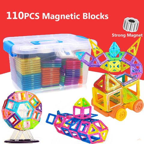110 Uds bricolaje Set de construcción de diseñador magnético bloques de construcción magnéticos 3D montar ladrillos imán juguetes para niños regalos ► Foto 1/6