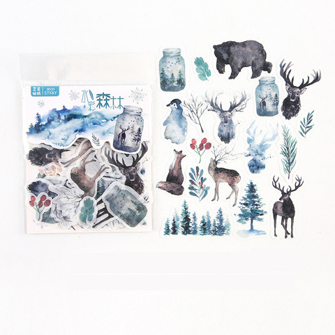 40 unids/pack acuarela animales del bosque adhesivo pegatinas decorativa de álbum diario cuenta mano Decoración ► Foto 1/1